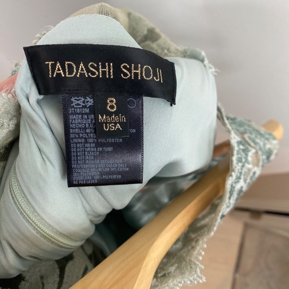 Tadashi Shoji Sequin Sheath Dress 8 Scalloped Lace Ice Silver Holiday New Years - Picture 6 of 12